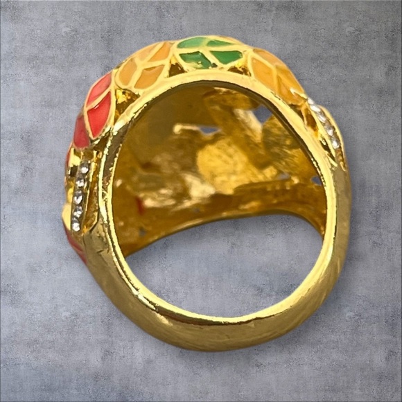 Gold plated enamel dome ring 6 - Picture 6 of 8